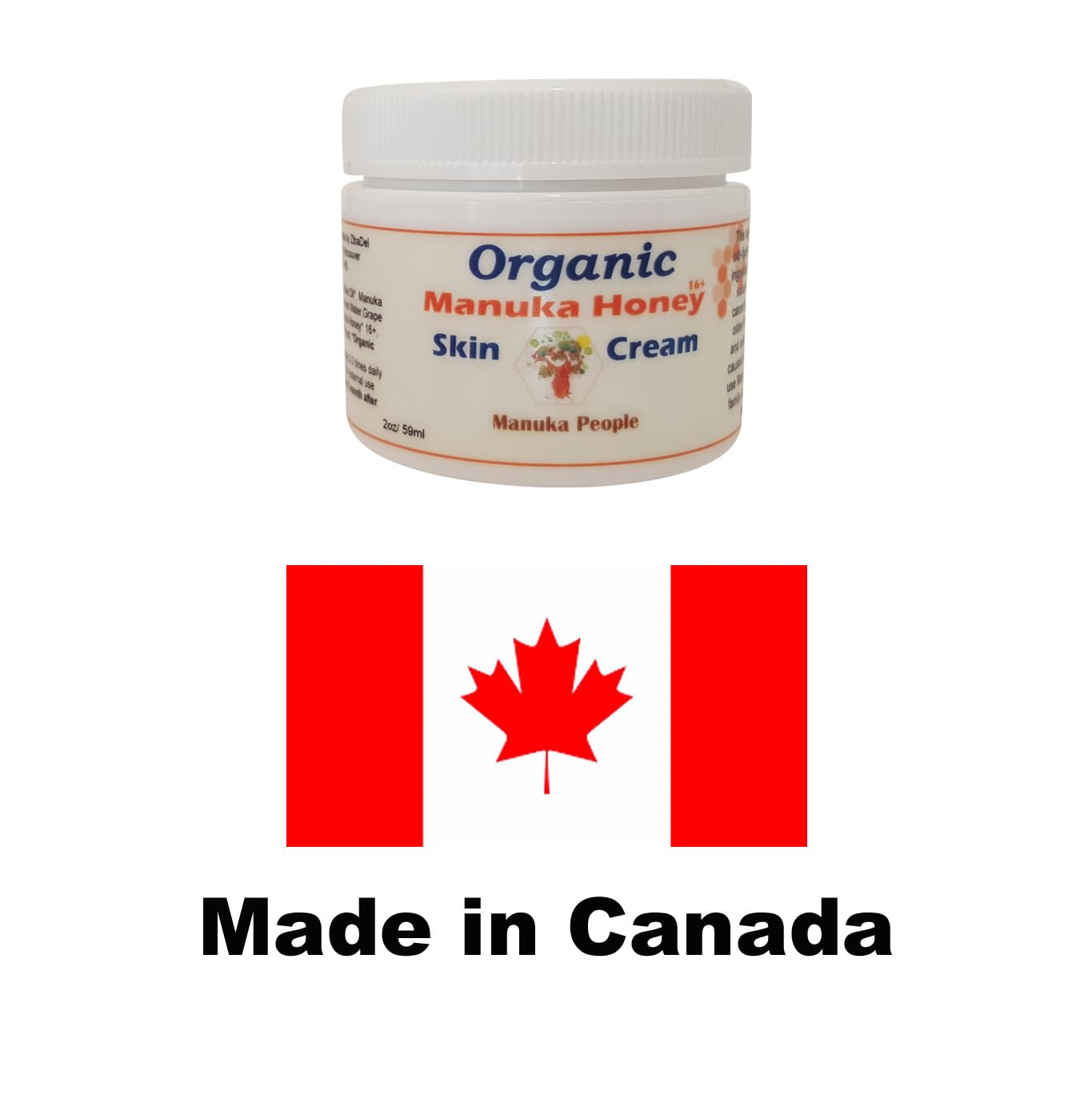 Organic Manuka Honey Skin Moisturizer Cream for Sensitive Dry Skin, Honey Relief for All Ages, Natural Moisturizer Cream for Face and Body, Made in Canada (4 OZ)