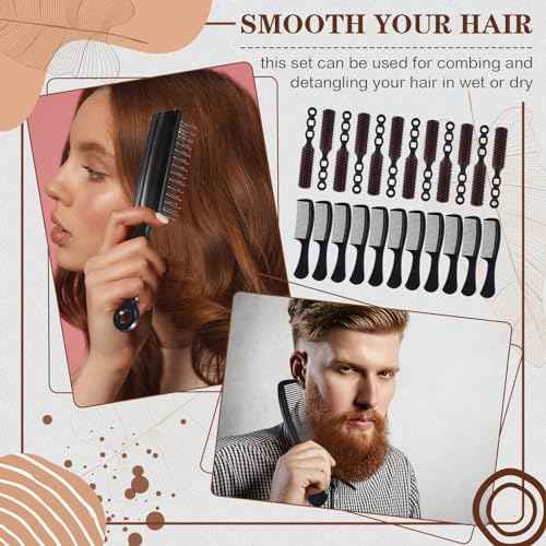 24 Pcs Hair Brush Combs Set Bulk Hairbrushes for Homeless Individually Wrapped Combs for Women Hotel Travel Nursing Charity Christmas(Black)