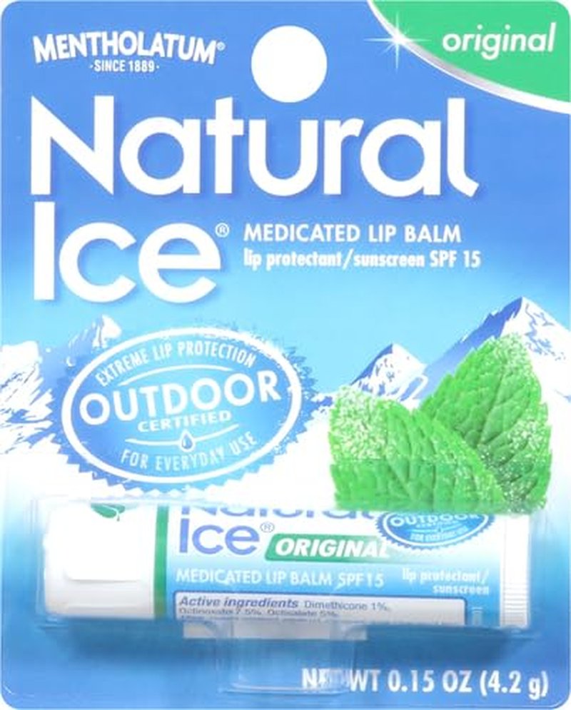 Natural Ice Lip Balm SPF 15 - Moisturizing Menthol Formula | Pack of 5