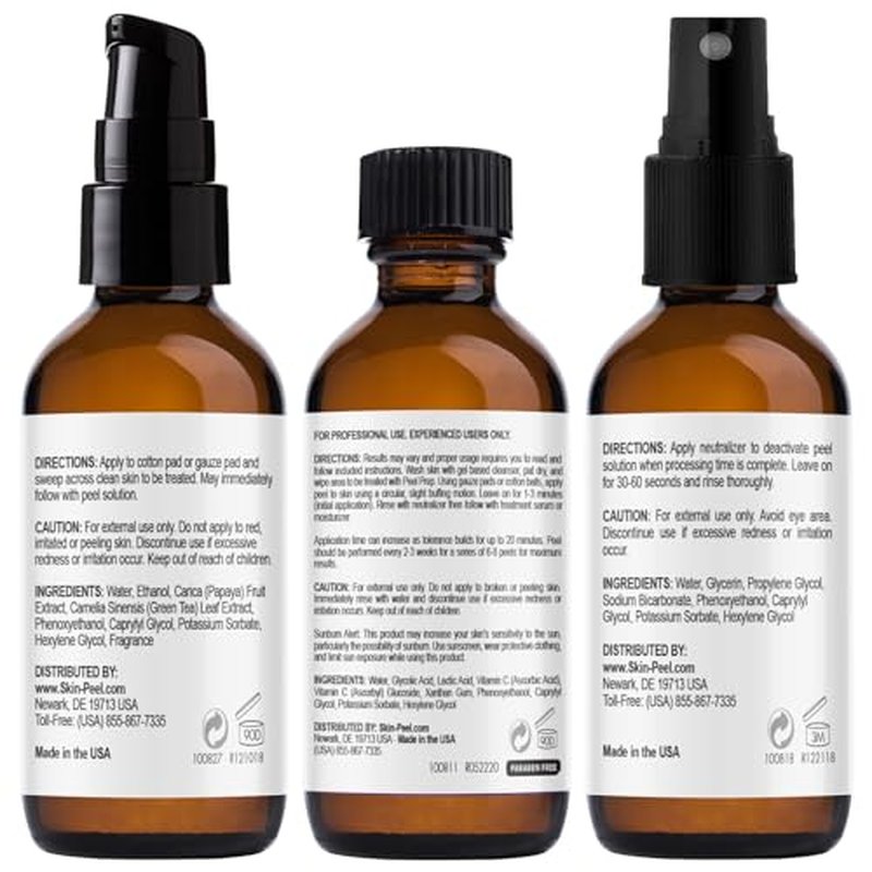 Medpeel 50% AHA & Vitamin C Brightening Essential Peel Kit, Includes Peel, Prep, Neutralizer, Medium Strength Professional Grade Chemical Face Peel, Minimize Fine Lines Wrinkles, 1oz/30ml (Kit of 3)