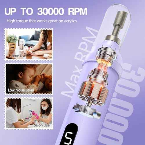 Electric Nail Drill Machine Handheld Flat Light 2-in-1 for Beginners Acrylic Gel Nails Manicure Pedicure Polishing Shape Tool with 8 Bits Gel Nails and Home Salon Use