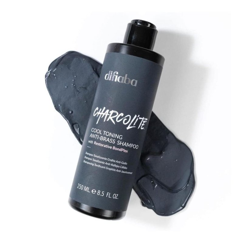 Charcolite Cool Toning Shampoo 250ml | Natural Anti-Yellow Shampoo with Activated Charcoal & Graphite | For Blonde, Bleached, Grey or Platinum Hair | Purple Shampoo Alternative | Sulfate-Free Toner