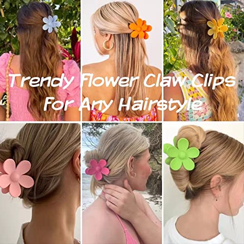 12-Piece Flower Claw Clips - Large Jaw Clips for Women & Girls - Thick & Thin Hair - 12 Colors - Matte, Non-Slip, Strong Hold