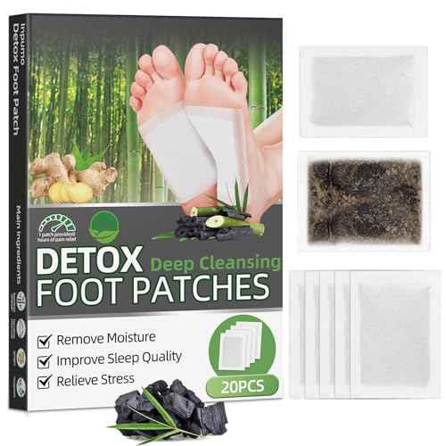 Foot Pads(20 PCS),Deep Cleansing Foot Patches with Bamboo Vinegar and Ginger Powder, Relieve Stress, Improve Sleep and Relaxation