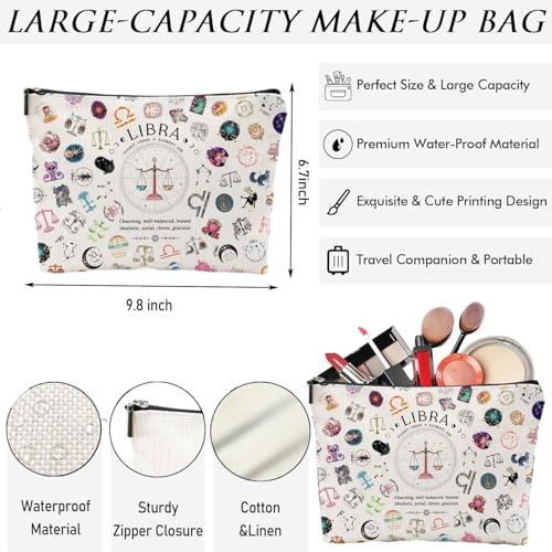 Libra Gifts for Women, Libra Zodiac Cosmetics Bag, Travel Makeup Bags, Libra Birthday Gifts for Women & Astrology Lovers