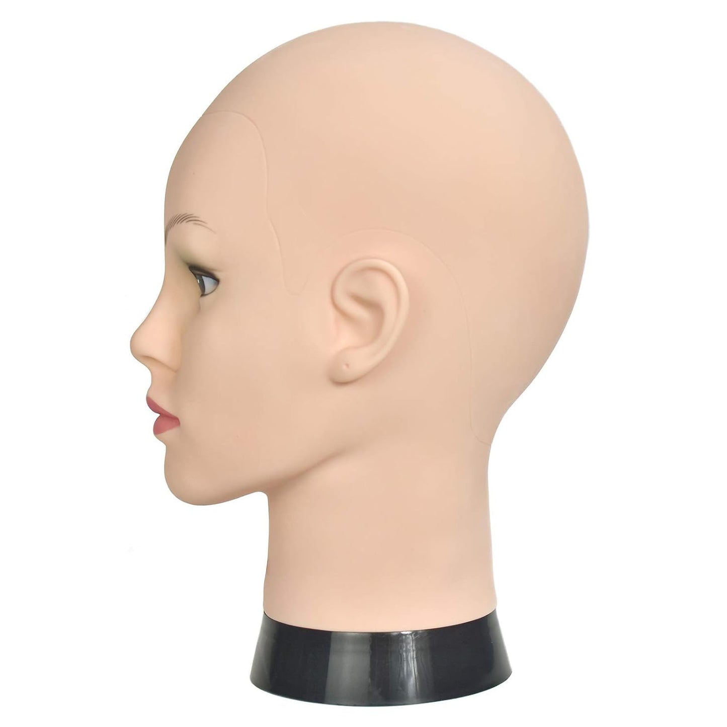 Professional Cosmetology Mannequin Head - Female Bald Wig Display, Hat & Glasses | Includes Clamp