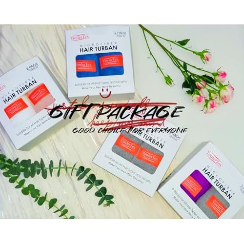 YoulerTex Microfiber Hair Towel Hair Wrap: 2 Pack 10X26 Hair Dryer Towels for Women Absorbent Turban Twist Hair Drying Shower Cap Curly Hair Products for Hair Care Hair Accessories (02 2-Pcs Gray)