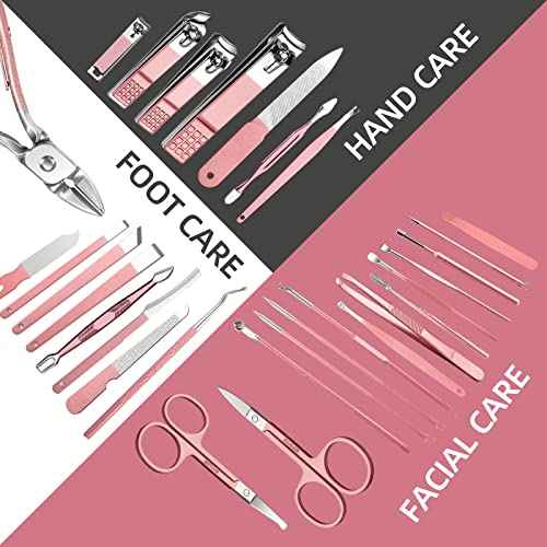 Manicure Set 30 in 1 Nail Clipper set, REDFLOW nail clippers, fingernail & toenail clippers, Manicure Tools, pedicure tools, Suitable for Travel Manicure Kit, Nail Set Kit With Everything Profe