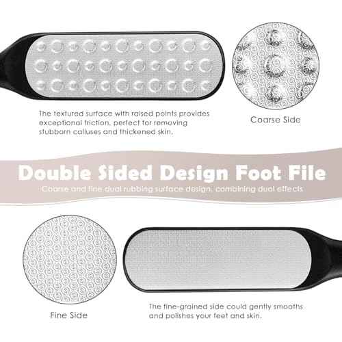 2 Pack Pedicure Foot Files Callus Remover with Double Sided Feet Rasp for Dead Skin. Can be Used on Both Wet and Dry feet (Black & White)