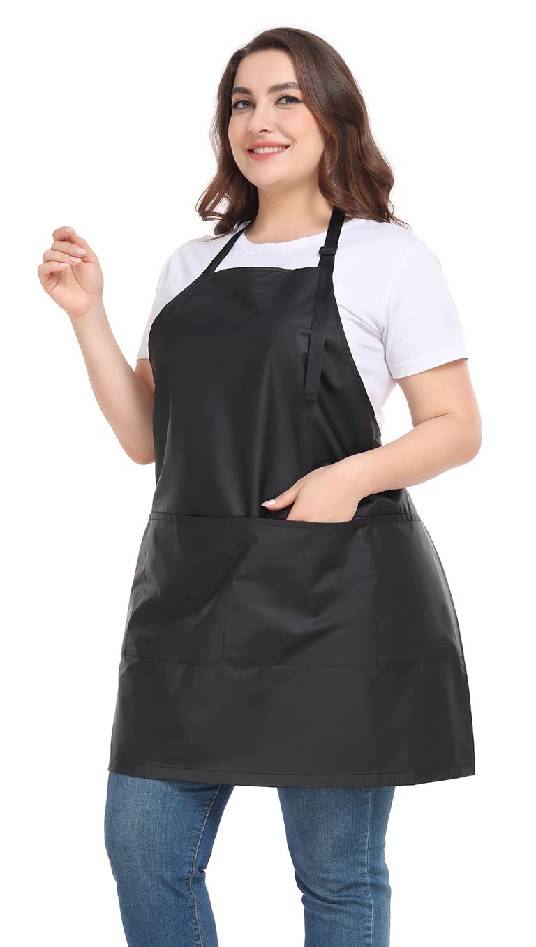 Hair Stylist Apron Bundle - Waterproof PU Leopard Print Aprons with Pockets for Haircutting & Styling