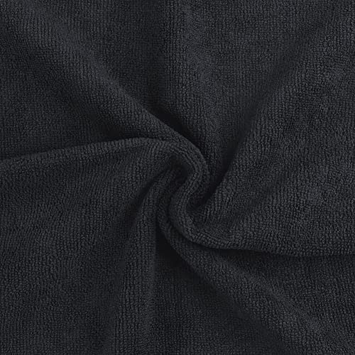 Orighty Black Salon Towel, Pack of 12 (Not Bleach Proof, 16 x 29 Inches) Super Soft and Absorbent Microfiber Hair Salon Towels for Salon, Hand, Gym, Bath, Spa and Home Hair Care