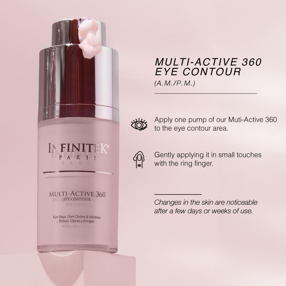 Infinitek Paris Multi-Active 360 Eye Cream | With Caffeine 3%, Retinol & Hyaluronic Acid | Under Eye Cream to Hydrate, Brighten & Reduce Dark Circles, Puffiness, and Fine Lines | 0.50 fl oz / 15 ml