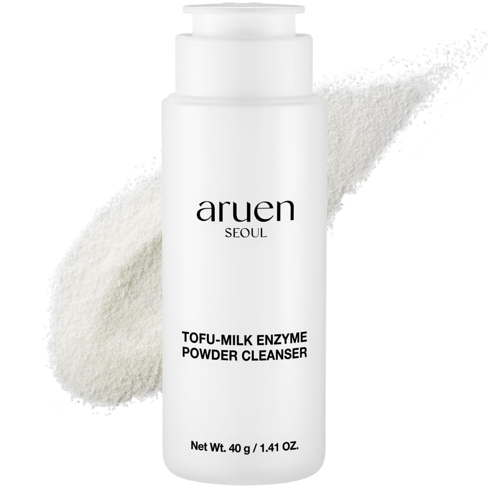 aruen Tofu Collagen Enzyme Powder Cleanser – Fermented Soy-Milk with Collagen & Hyaluronic Acid – Korean Gentle Exfoliating Powder Face Wash for Deep Cleansing & Pore Care (1.41 oz / 40g)