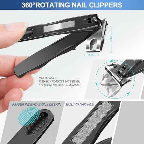 Toenail Clippers for Seniors Thick Toenails, Mens Stocking Stuffers 2025, Heavy Duty Large Toe Nail Clippers for Men with Catcher, 360¡ÆRotating Nail Clippers, Christmas Xmas Presents Gifts for Adults