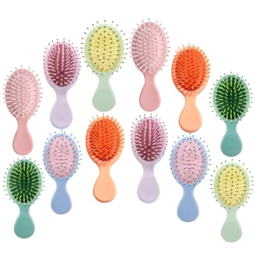 12 Pack Mini Hair Brush Bulk, Wet Hair Brush for Travel, Mini Brush for Most Hair Types, Travel Brushes, Bridesmaid Gifts