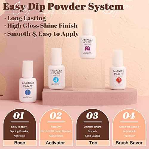 Lavender Violets 22 Pcs Dip Powder Nail Kit Starter - 16 Colors Nude Pinkish Brown Skin Tone with Base Top Coat, Activator, Brush Saver, Nail Buffer and Powder Brush M960B