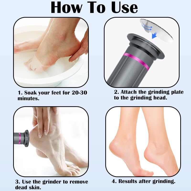 Ideal Swan 2 in 1 Electric Foot Callus Remover - Professional Pedicure Tool with 9 Adjustable Speeds for Tough Skin | Gray