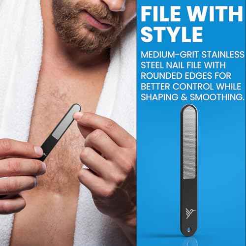 HUMMINGBIRD Manicure Kit for Men, 7 Piece Stainless Steel Mens Nail Grooming Kit with Travel Case, Includes Mens Nail Clippers Set, Nail File, Slant Tip Tweezers, Cuticle Scissors, Nail Care Tools
