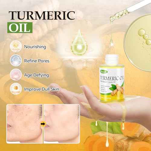 Turmeric Skin Care Set Even Skin Tone with Vitamin C, Skin Care Gift Set 4 In 1 Include Turmeric Soap Bar Turmeric Oil Turmeric Face Cream Turmeric Scrub, Face Moisturizer Skincare Set for Women