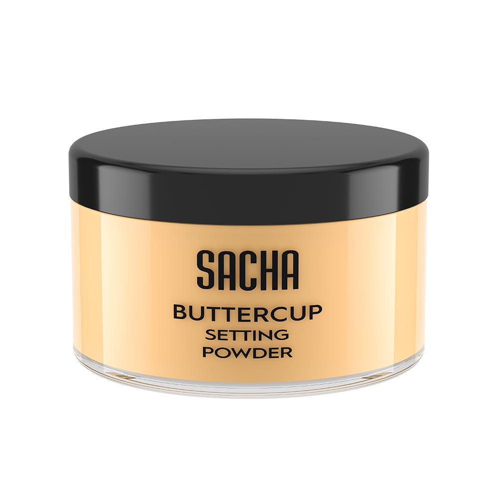 Sacha Buttercup Setting Powder - Translucent Loose Face Powder for Medium to Deep Skin Tones | Flashback-Resistant, Oil Control, Long-Wear (1.75 oz)