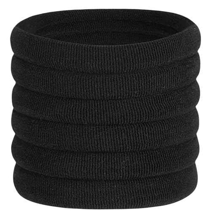 60 Pcs 2 Inch Black No Damage Hair Ties for Women Thick Hair, Large Soft Seamless Nylon Fabric Elastic Hair Ties Ponytail Hair Holders Hair Elastics Hair Band for Women