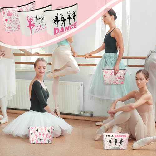 Silkfly 12 Pcs Dance Makeup Bag Ballet Cosmetic Bag Ballet Lover Gift Christmas Dance Party Favors Princess Party Favors Tutu Supplies Portable Toiletry Zipper Pouch for Women