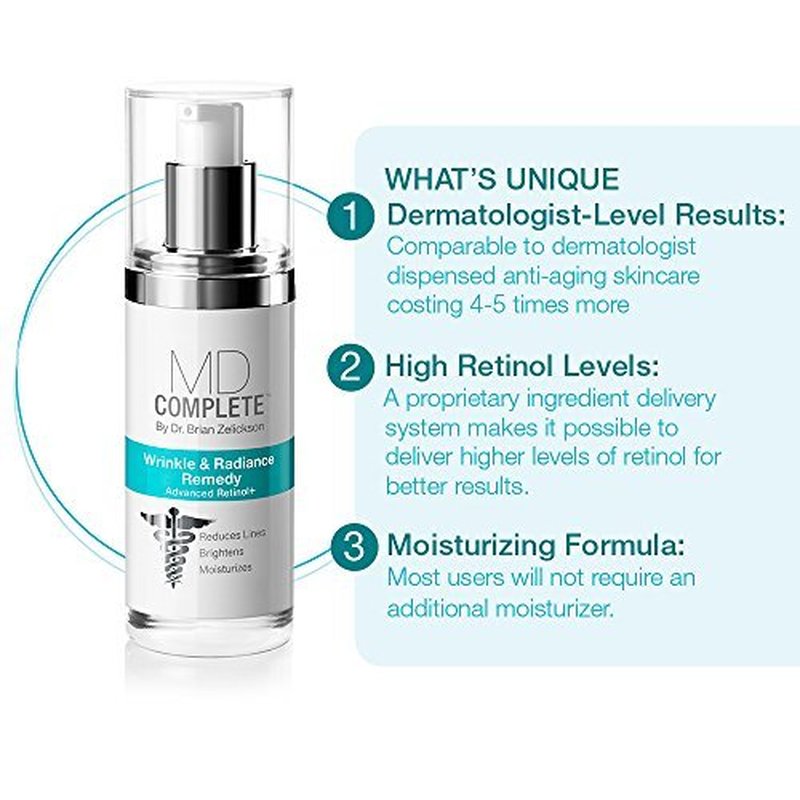 MD Complete Wrinkle & Radiance Remedy PLUS | Anti-Aging Skin Rejuvenation Treatment | with Retinol, Vitamins C & E and Hyaluronic Acid | Improves Fine Lines & Wrinkles 1.0 fl oz