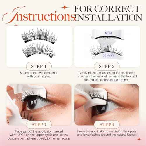 Reusable Magnetic Eyelashes with Applicator Kit - No Glue Needed Natural Look Lashes, Lightweight False Eyelashes for Daily Use & Special Events, 3D Volume Easy Apply