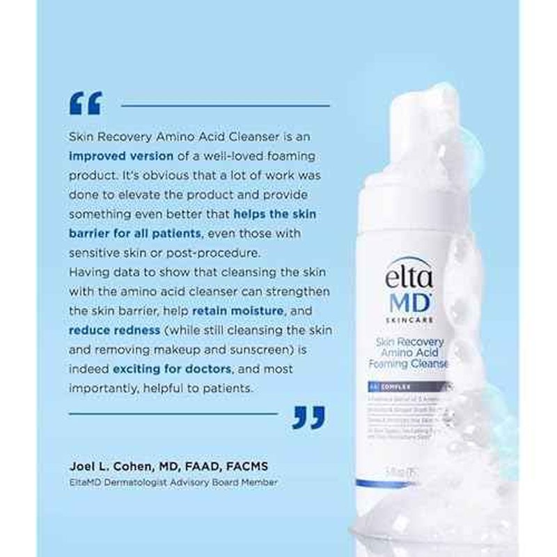 EltaMD Skin Recovery Amino Acid Foaming Facial Cleanser, Gentle Face Cleanser for Sensitive Skin