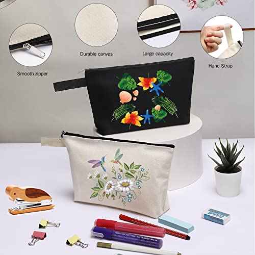 10 Pieces Cotton Canvas Makeup Bag with Bottom, Multi Purpose Cosmetic Bag with Zipper MN-WB07 Wb07