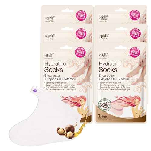 Epielle Hydrating Foot Mask 6 Pairs, Deep Moisturizing Socks for Dry, Cracked Feet, Self Care Gifts for Women, Spa Kit, Stocking Stuffers, Thanksgiving Essentials