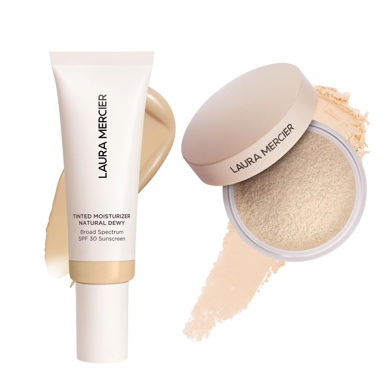 Laura Mercier Tinted Moisturizer & Translucent Setting Powder Bundle - SPF 30, Hydrating, Talc-Free