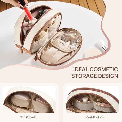 Telena Medium Makeup Bag, Travel Make Up Bag for Women, Vegan Leather Cosmetic Bag for Travel Essentials