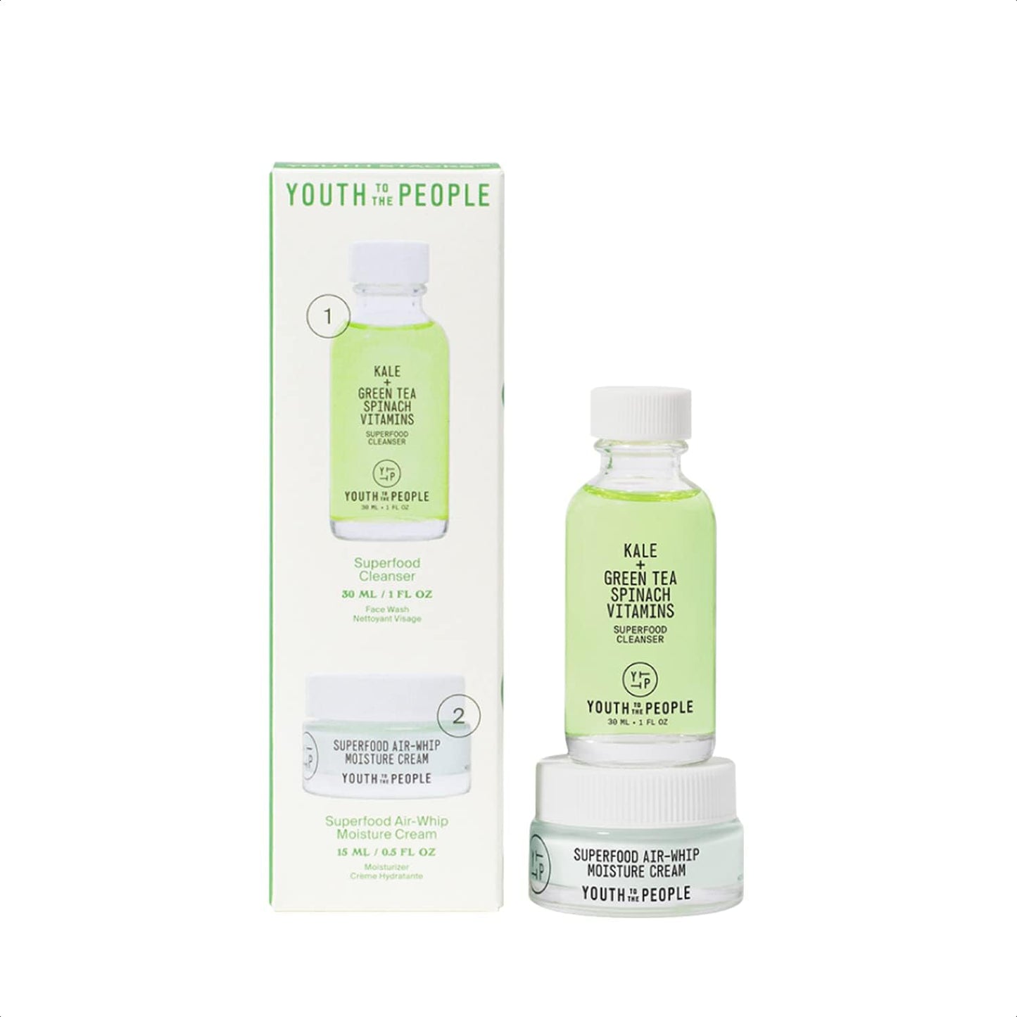 Youth To The People Daily Skin Health Youth Stack | 2-Piece Skincare Gift Set for Oily Skin - Superfood Cleanser & Air Whip Moisturizer