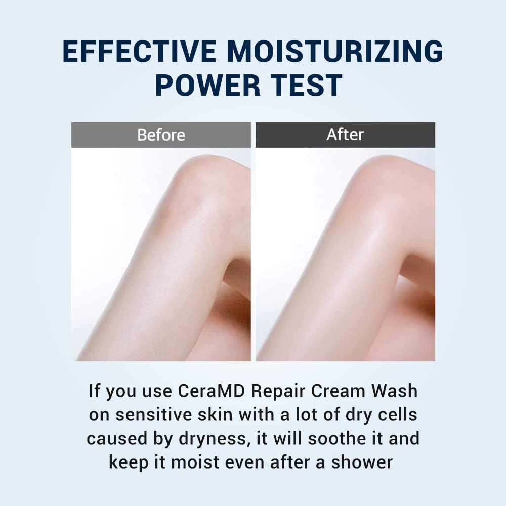 Derma B CeraMD Repair Cream Wash, Unscented Fragrance Free Creamy Face & Body Cleanser for Dry Sensitive Itchy Skin, Deep Moisture Paraben-Free Body Wash, Cream to Foam Cleanser, 13.5 Fl. Oz., 400ml