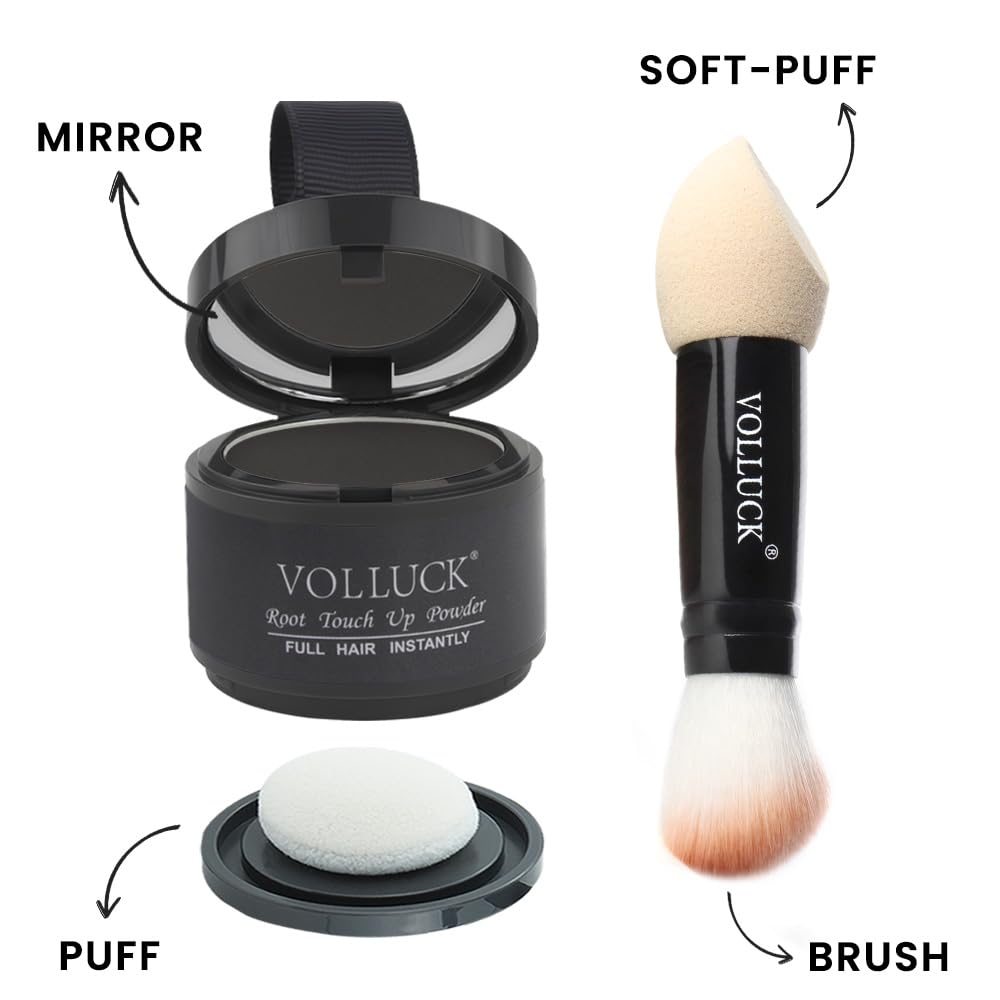 Root Touch Up Powder - Instant Gray Hair Concealer for Men & Women | A-Black, 2-Pack