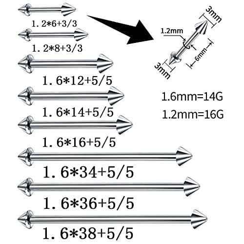 120PCS Body Piercing Kit Nose Stud Piercing Kits for All Body Piercings Stainless Steel Jewelry with 12G 14G 16G Piercing Needles for Ear Cartilage Tragus Nose Septum Lip Nipple Belly Button
