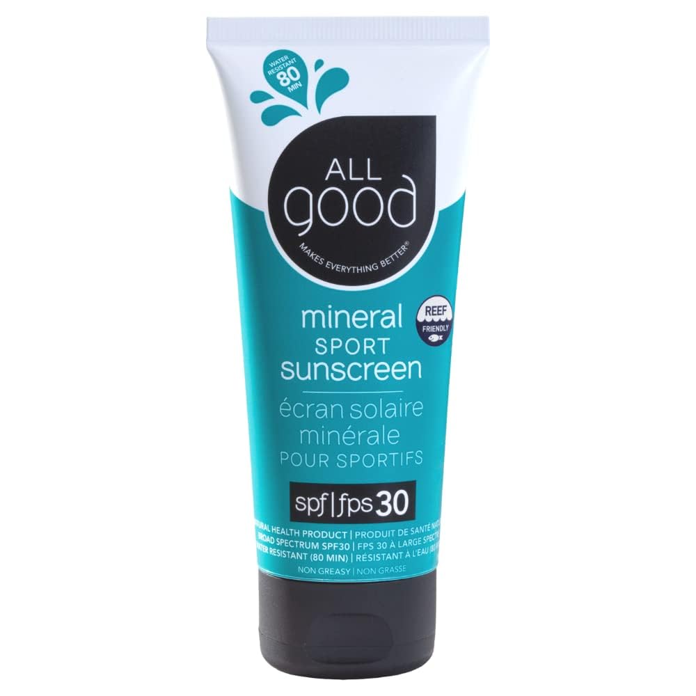 All Good Sport Sunscreen Lotion - Zinc Oxide - Coral Reef Safe - Water Resistant - UVA/UVB Broad Spectrum - SPF 30