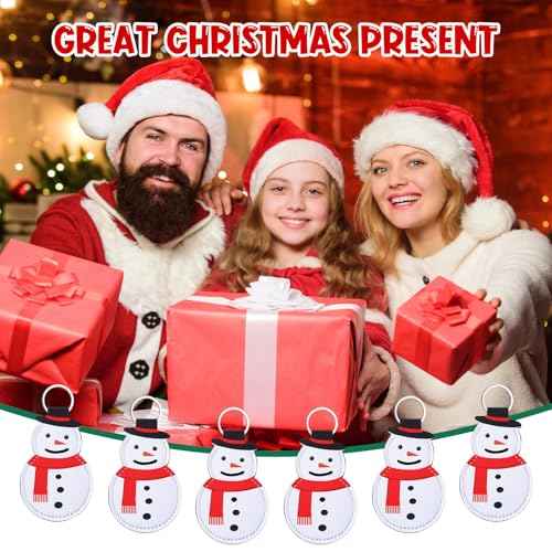 24 Pcs Christmas Lipstick Holder Keychain Lip Balm Holder Bulk Lipstick Neoprene Portable Sleeve for Christmas Party Favors Gifts Women Nurses Teachers Employees Friends(Snowman)
