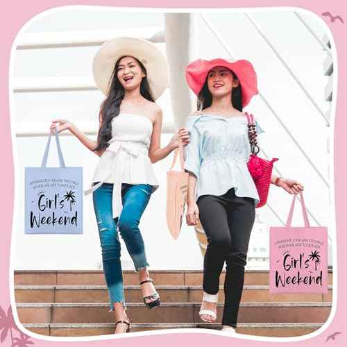 Paterr 8 Pcs Girls Weekend Gifts Includes 4 Makeup Bag Girls Trip Gifts 4 Weekend Tote Bag Travel Favors for Women Summer Cosmetic Zipper Pouch Wedding Birthday Bachelorette Party(Stylish Color)