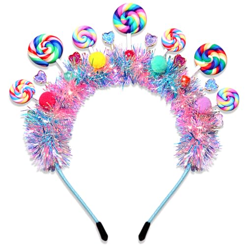 NVENF Candy Headband Costume Accessories Christmas Candy Cane Lollipop Headbands Halloween Holiday Christmas Outfit for Women