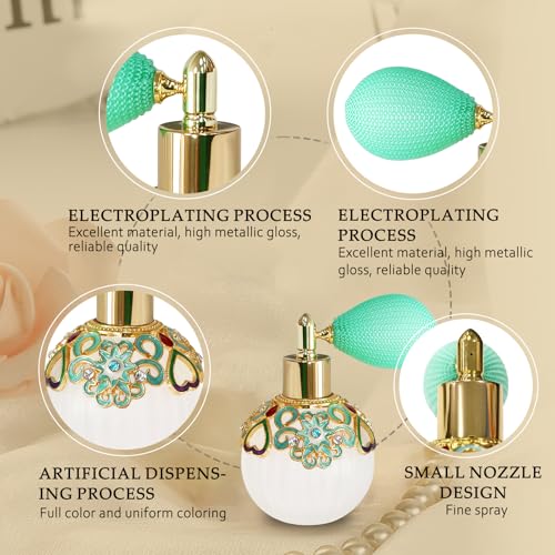 Small Vintage Perfume Bottle, 1 Pack 50ml Glass Empty Drop Refillable Atomizer, Retro Empty Refillable Essential Oils Glass Flacon Diffuser for Women Girls Mum Birthday Gift