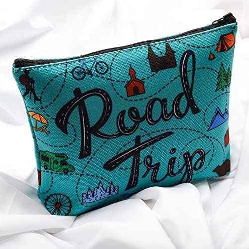 Travel Lover Gift Road Trip Camping Gift Travelling Hiking Lover Zipper Pouch Makeup Bag (Road Trip)