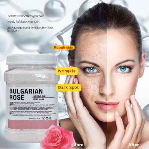 Luxury Rose Facial Mask, Anti-Acne Skin Rejuvenation Mask for Oily and Combination Skin, Jelly mask for professionals, hydrojelly masks, Jelly Face Mask(Rose)