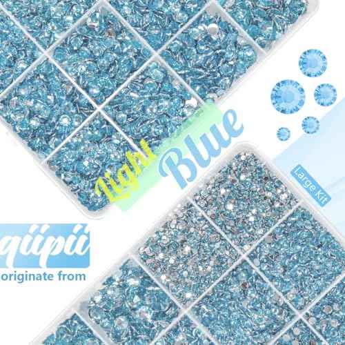 Light Blue Resin Rhinestones for Bedazzling Crafting 2mm 3mm 4mm 5mm 6mm Sky Blue Flatback Stones Diamonds Crystals Gems Charms for Nails Face Eyes Makeup Tumbler Bottles Crafts Clothes Shoes