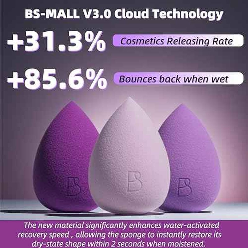 BS-MALL Makeup Sponge Set 6 Pcs ? Premium Beauty Blenders for Flawless Makeup Application