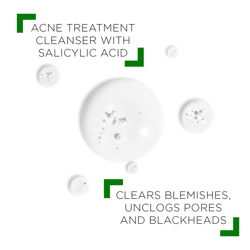 VICHY Normaderm Daily Acne Face Wash, 0.5% Salicylic Acid Cleanser, Gel Cleanser For Oily Skin, Removes Excess Oil, Dirt & Clogged Pores, Oil Free Acne Wash, Soap & Sulfate Free, Non-Drying