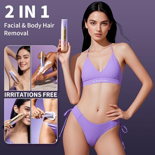 Bikini Trimmer for Women, Electric Razors with Dual Heads, Rechargeable Pubic Hair Trimmer with IPX7 Waterproof, Painless Pro Shaver for Underarm Leg Arm Body Face Private Area£¨DuskyRose£©