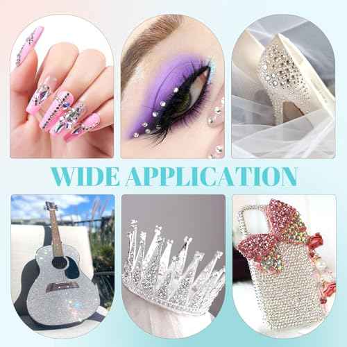 6100Pcs Resin Rhinestones for Crafting with 2Pcs 10ml B7000 Jewelry Glue, 1 Box Flatback Crystals Diamond (Clear) for Bedazzling Crafts DIY Nail Art Non Hotfix Gems for Clothing Shoes Tumblers