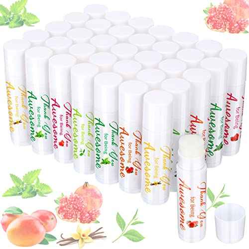 35 Pack Lip Balm Gifts Thank You for Being Awesome Moisturizer Assorted Flavors Bulk Gift Beeswax Natural Ingredients Fall Thanksgiving Christmas Appreciation Party Favors for Coworkers Women Friend